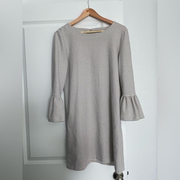 J. Crew Gray Sheath Dress with Bell Sleeves Medium size black and white cotton - Picture 6 of 15